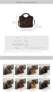 Detailed size specifications for the vintage suede bucket bag with dachshund pendant