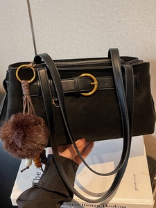 Vintage PU Leather Underarm Bag For Women Fashion Commuting Shoulder Bag With Belt Buckle Stitching Daily Handbag