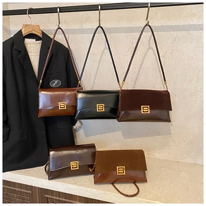 Detailed display of retro underarm bags with premium textures and gold interlocking buckles