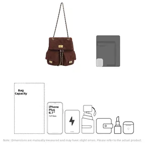 Quilted backpack capacity showing space for iPad, phone, and daily essentials