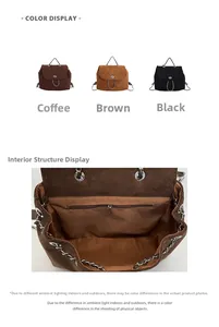 Detail view of quilted velvet backpacks in various colors with metal chain handles