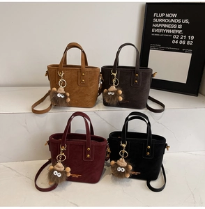 Collection of four vintage matte leather tote bags in dark brown, coffee, burgundy and black