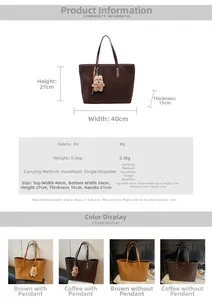 Detaillierte Größentabelle und Spezifikationen für große Vintage PU Leder Shopper für Damen