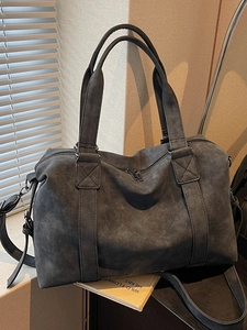 Large Capacity Vintage PU Leather Tote Bag For Women Retro Commuter Handbag With Adjustable Strap Fashion Shoulder Bag
