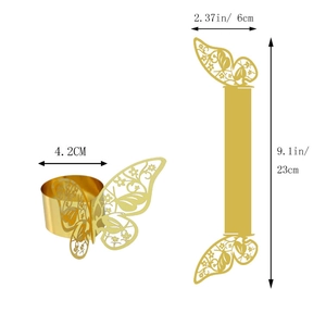 Golden butterfly napkin ring dimensions showing 23cm length and 4.2cm ring diameter