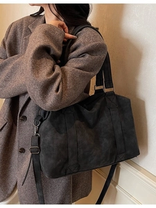 Vintage dark gray oversized tote bag with adjustable straps for women commuting