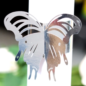 Silver hollow butterfly napkin ring with mirror finish for wedding hotel table decor