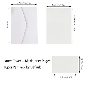 White laser-cut wedding invitation set with envelopes and inner sheets in 10-piece pack