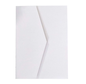 Detailed view of elegant white V-flap envelope for wedding invitations and cards
