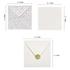 Kit d'invitation de mariage découpé au laser avec guide des tailles et design floral