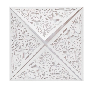 Élégante Carte d Invitation de Mariage Découpe Laser Rose Florale Ajourée Papier Perlé pour Mariage Fête Saint Valentin