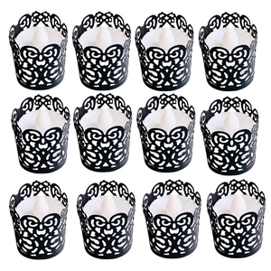 Laser Cut Artificial Pearl Paper Candle Wraps For LED Tea Light Decorative Shades For Wedding Party Event Home Decor Floral Pattern