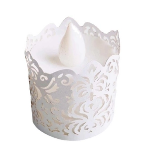 Involucri per Lumini Tagliati al Laser Traforati in Carta Perla Artificialta Coperture per Portacandele per Matrimonio Festa Decorazione di Natale