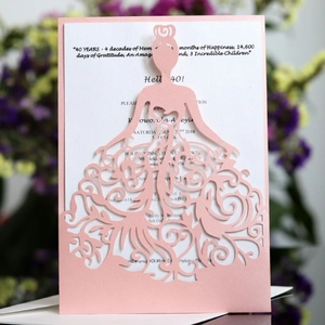 Elegante Lasergesneden Uitnodigingskaarten Voor Bruiloft Verjaardag Feest Jubileum Vrouwelijk Silhouet Kunstparelmoer Papier Kaarten