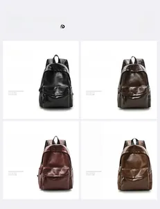 Vue détaillée de sacs à dos en cuir vintage en noir, café, marron rouge et marron jaune