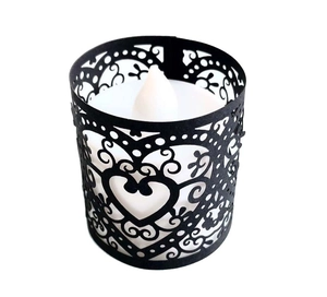 Pink heart-shaped cut-out paper lampshade decorative cover for LED tea light candle
