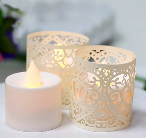 Hollow Heart Pattern Paper Candle Shade Cover European Style Laser Cut Decorative Sleeve For LED Tea Light Wedding Party Table Decor