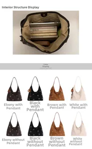 Vue détaillée de l'intérieur du grand sac cabas avec diverses options de couleurs