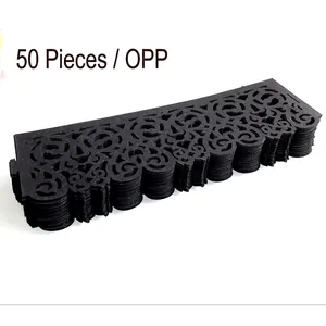 50pcs black laser-cut hollow tea light candle wraps in OPP bag for party decoration