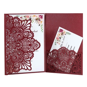 Elegant Laser Cut Wedding Invitations Hollow Mandala Floral Pearlescent Paper Invitation Cards With Envelopes Party Cards