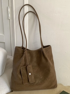 Women Large Capacity PU Leather Tote Bag Minimalist Retro Frosted Shoulder Bag With Matching Pouch Casual Commute Handbag