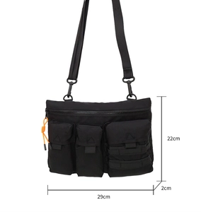 Detailed size chart of tactical nylon crossbody bag showing 29cm width and 22cm height