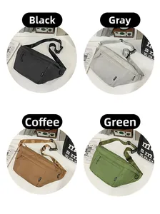 Détail de sacs bandoulière en nylon à carreaux en noir, gris, café et vert
