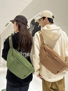Sac bandoulière japonais en nylon à grande capacité avec motif quadrillé pour voyage