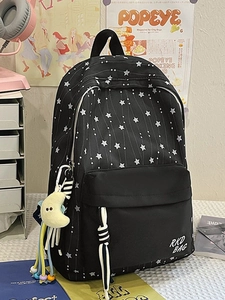 Japanese Sweet Star Printed Nylon Backpack For Women Teenagers High School Students Waterproof Large Capacity Fashion School Bag