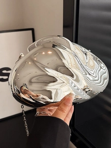 Fashion Women Acrylic Evening Bag Mirror Metal Texture Irregular Geometric Box Clutch With Chain Strap For Party Banquet