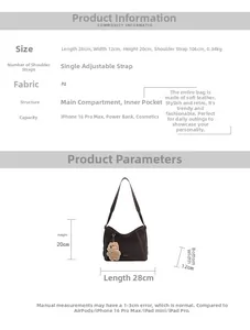 Detailed size specifications of the vintage dark brown faux leather tote with plush bear