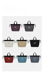 Matrix display of lightweight nylon tote bags in eight assorted vibrant colors