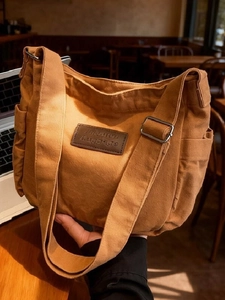 Women's Casual Canvas Shoulder Bag Large Capacity Crossbody Bag Fashion Tote with Adjustable Strap for Daily Travel Shopping