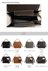 Detail des Vintage-College-Rucksacks mit Innenreißverschluss und Farbauswahl