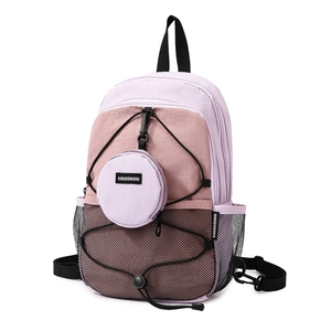 Zaino retrò color-block con coulisse e dettaglio mini portamonete rotondo