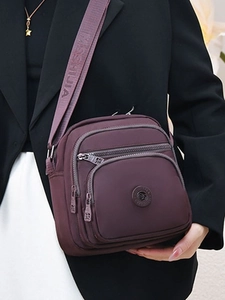 Damen Leichte Nylon Umhängetasche Mehrfachtaschen Kleine Schultertasche Vielseitige Minimalistische Einfarbige Handytasche