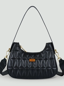 Sac Hobo Matelassé pour Femmes Tendance en Cuir PU Sac Bandoulière Avec Doubles Bretelles Quincaillerie Dorée Petit Sac à Main