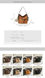 Detailed size chart for minimalist PU bucket bag with dimensions and strap length info