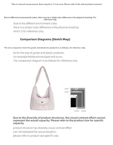 Tableau comparatif des tailles du sac fourre-tout matelassé rose par rapport à un iPad