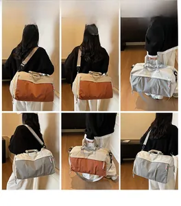 Vues multiples du grand sac de voyage bicolore avec bandoulières réglables amovibles