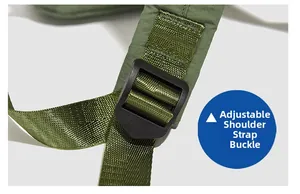 Close-up of durable military green nylon straps with adjustable plastic buckles
