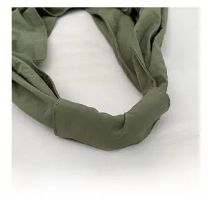 Close-up of olive green wide shoulder strap showing durable nylon texture and stitching