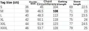 Tabla de tallas detallada para conjunto de polo y pantalón corto de hombre con medidas