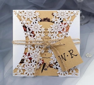Laser Cutout Snowflake Invitation Cards Pearlescent Paper Wedding Party Celebration Greeting Cards With Inner Page