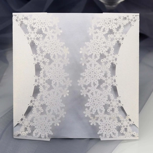 Lasergeschnittene Schneeflocken Einladungskarten Hochzeit Perlmuttpapier Hohl Weihnachten Grußkarte Schleife Hanfseil
