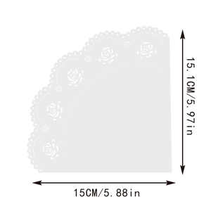 White laser-cut rose lace paper cone 15cm dimension guide for wedding confetti petals