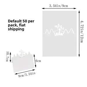 Detailed size chart for white laser cut Christmas reindeer place cards with dimensions