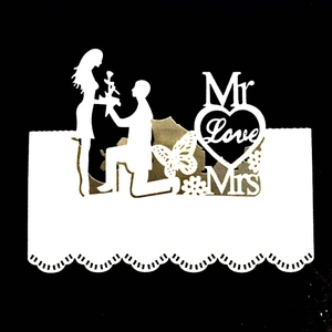 Laser Cut Heart Butterfly Mr Mrs Place Cards Pearlescent Paper Table Name Cards For Wedding Party Banquet Decoration