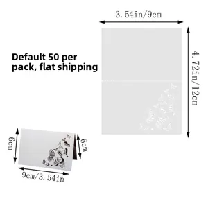 Detailed size specifications for laser cut butterfly table cards in flat and folded states