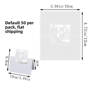 Dimensions of white laser-cut butterfly Mr & Mrs place cards showing 10x12cm flat size